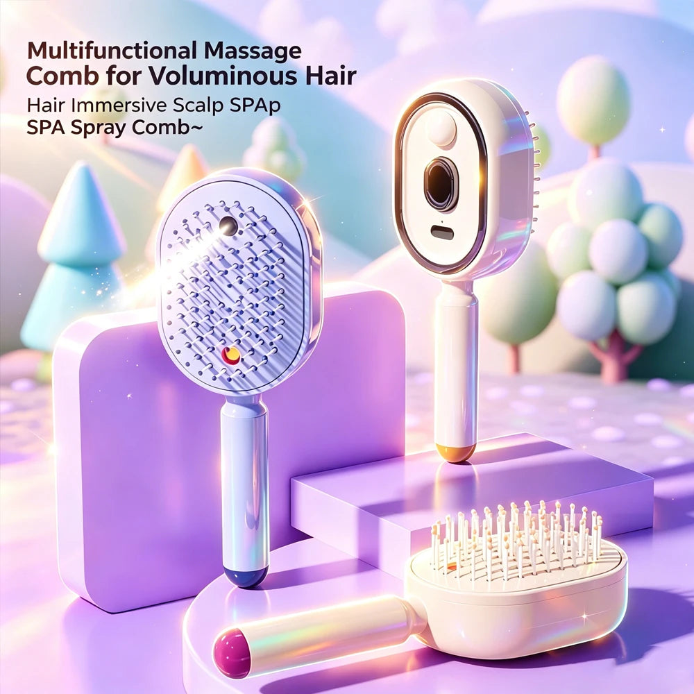 K94 3-in-1 Electric Scalp Massage & Hair Brush – Rechargeable Spray Detangling Comb
