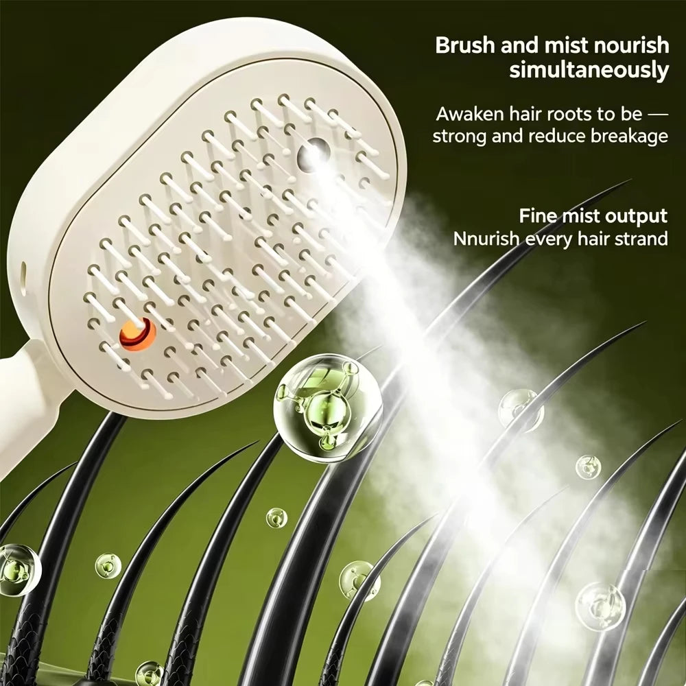 K94 3-in-1 Electric Scalp Massage & Hair Brush – Rechargeable Spray Detangling Comb